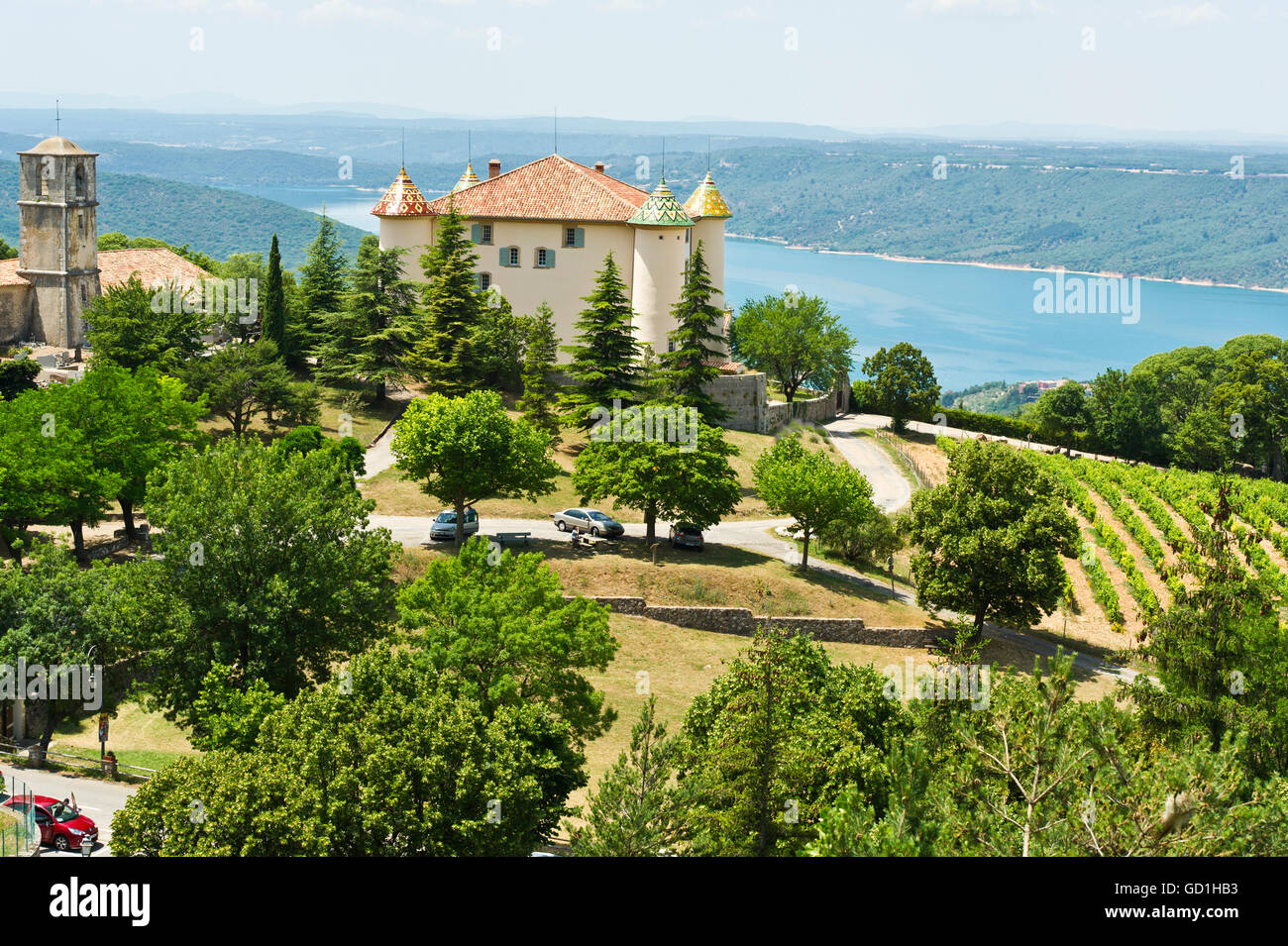 [Schloss d'Aiguines] Aiguines Provence Frankreich Stockfoto