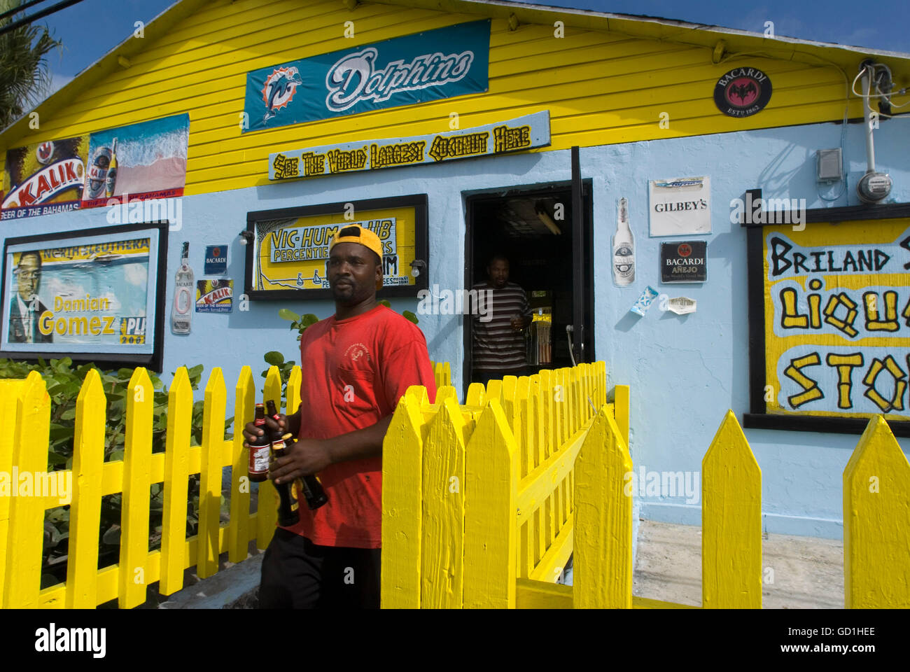 Bar-Pub Vic Hum Club in Dunmore Town, Harbour Island, Eleuthera. Bahamas Stockfoto