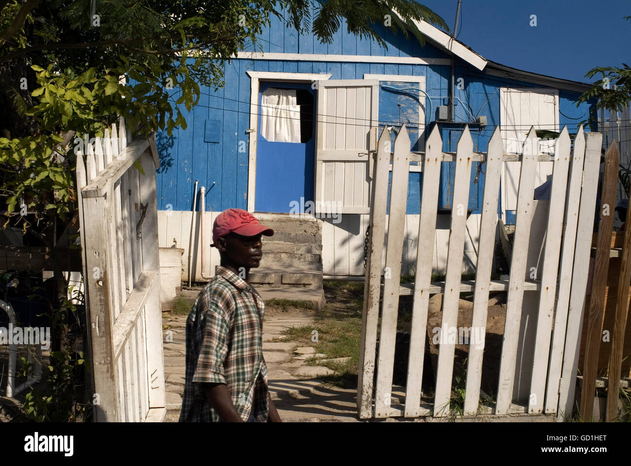 Typische Häuser in Dunmore Town, Harbour Island, Eleuthera. Bahamas Stockfoto