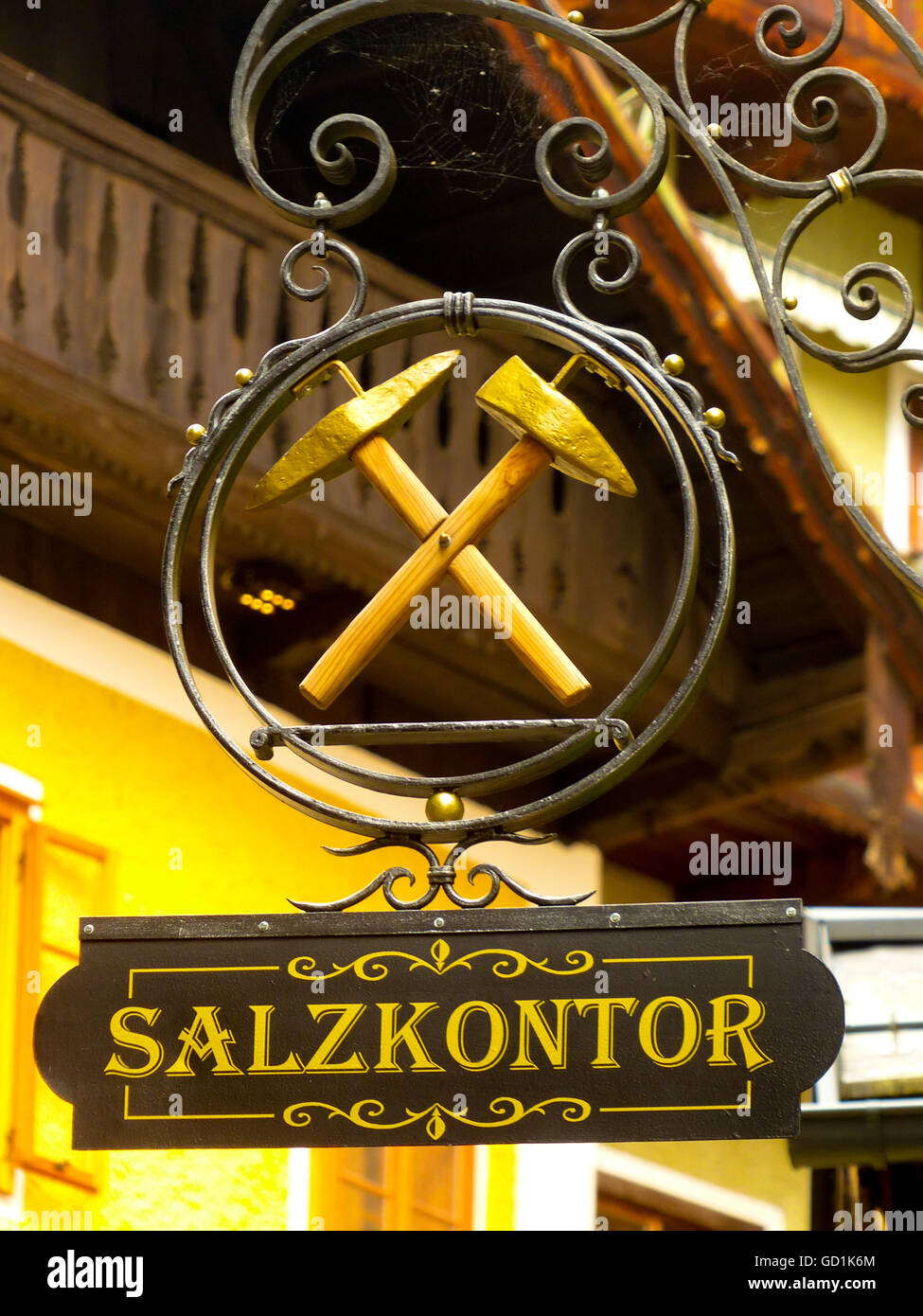 Handel mit Zeichen. St. Wolfgang, Österreich Stockfoto