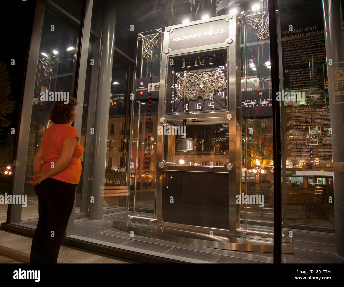 QUEBEC Stadt - 24. Mai 2016: Diese monumentale Uhr, bekannt als die Jura-Uhr ist das einzige seiner Art, gebaut von Richard Mille Stockfoto