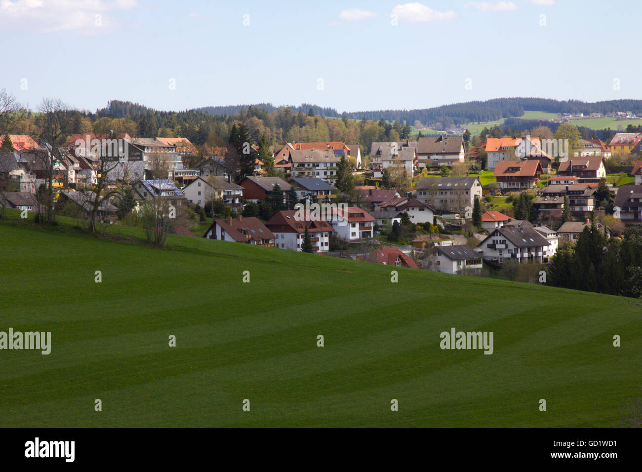 Malerische Landschaft umgibt den Schwarzwald Dorf St. Margen, Deutschland. Stockfoto