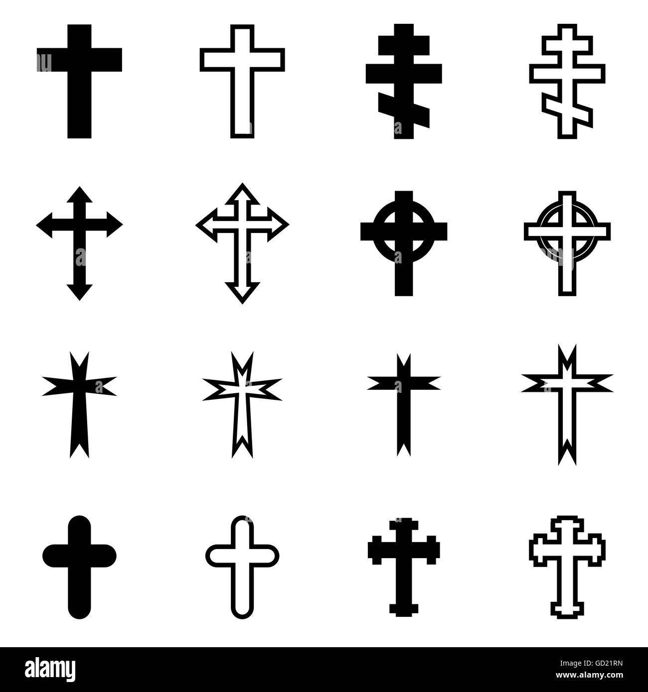 Vektor-schwarze Kreuze-Icon-set Stock Vektor