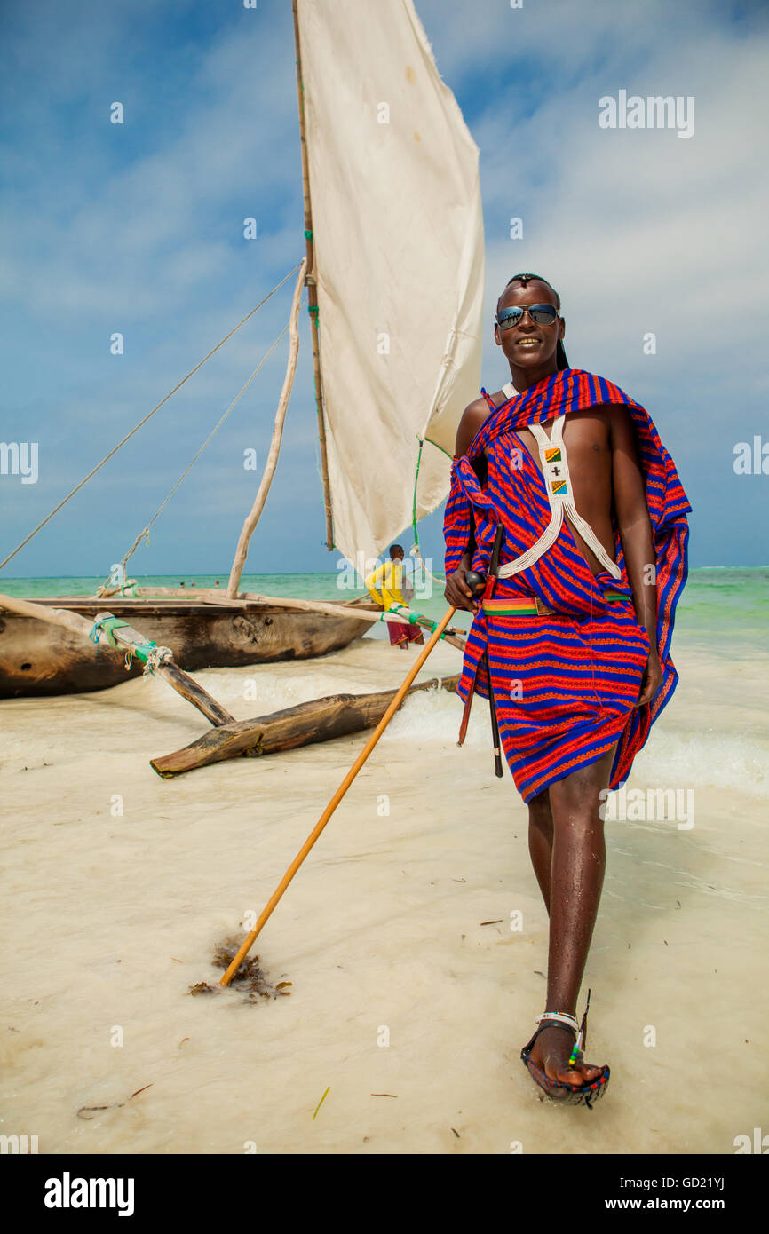 Joseph, der Maasai Krieger, Sansibar, Tansania, Ostafrika, Afrika Stockfoto
