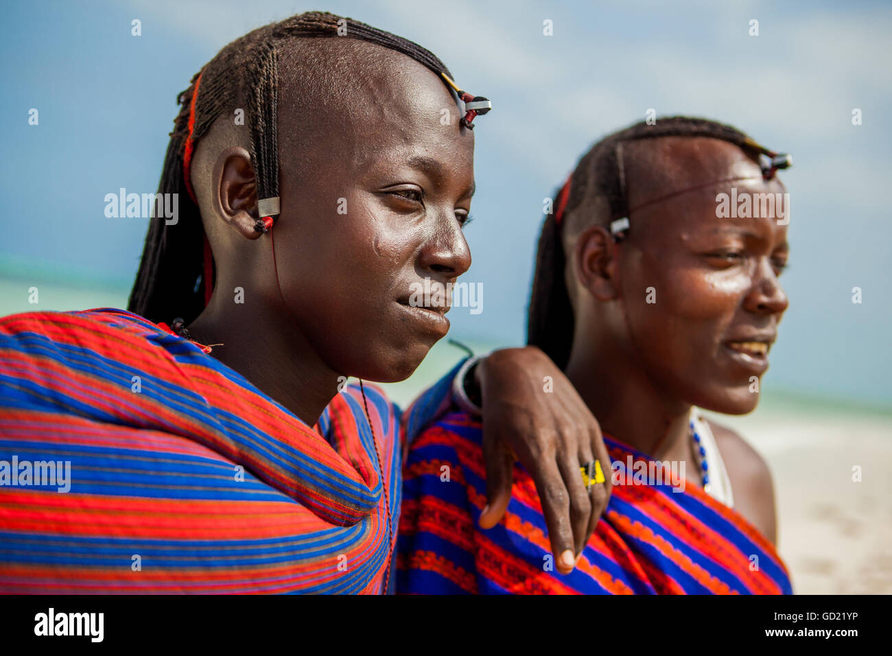 Die zwei Josephs, Massai-Krieger, Sansibar, Tansania, Ostafrika, Afrika Stockfoto