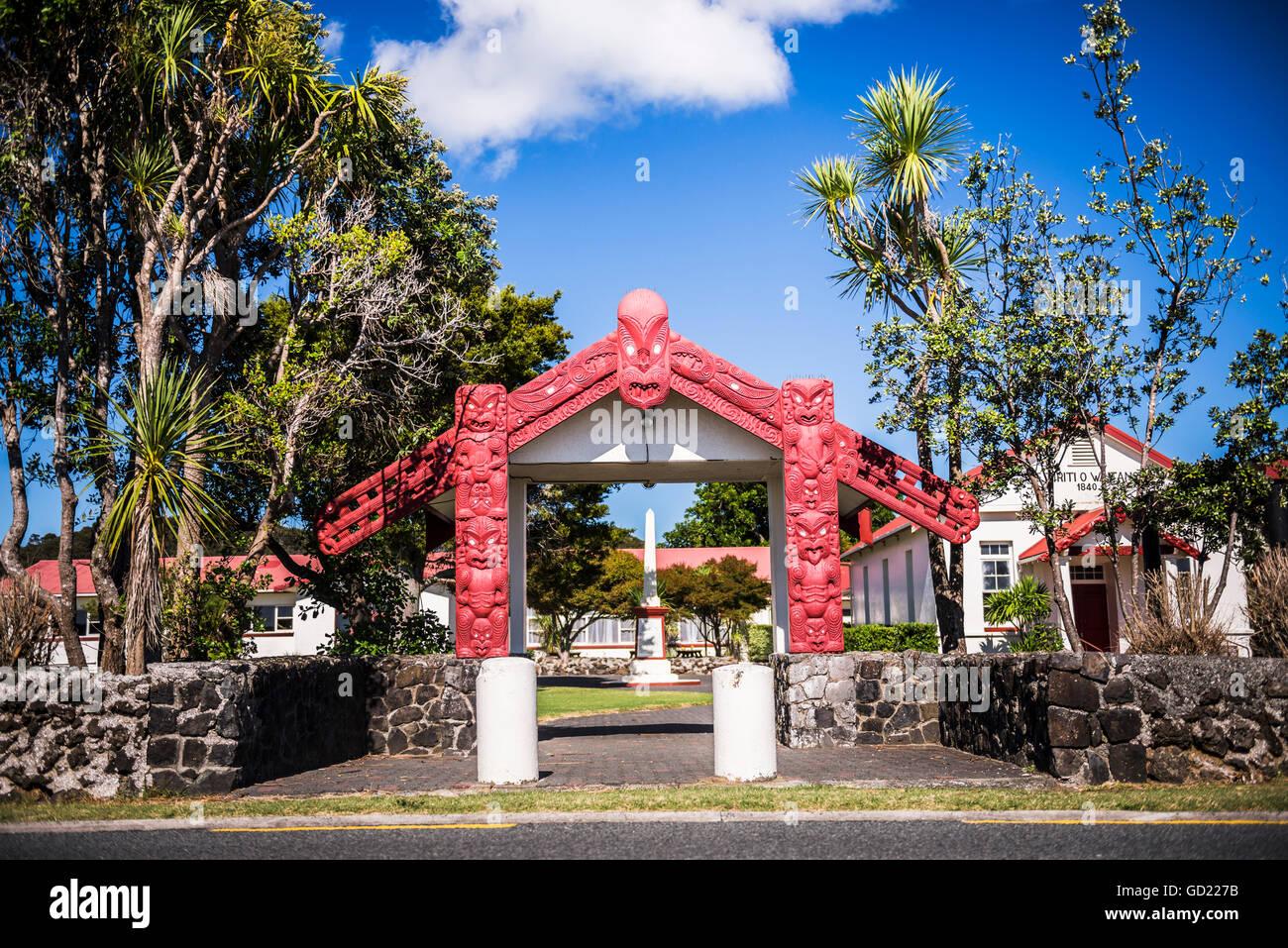 Maori Kirche, Waitangi Treaty Grounds, Bucht der Inseln, Region Northland, North Island, Neuseeland, Pazifik Stockfoto