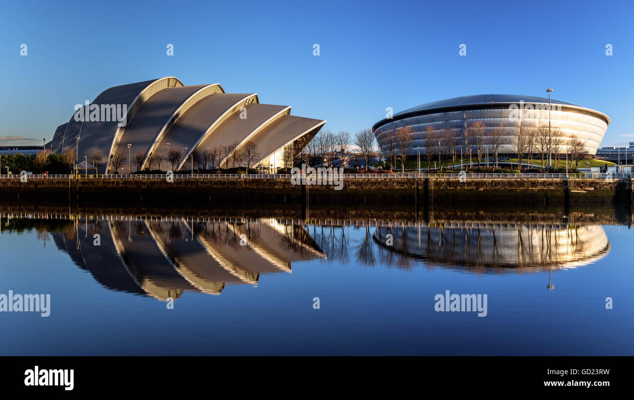 Armadillo und Hydro, Pacific Quay, Glasgow, Schottland, Vereinigtes Königreich, Europa Stockfoto