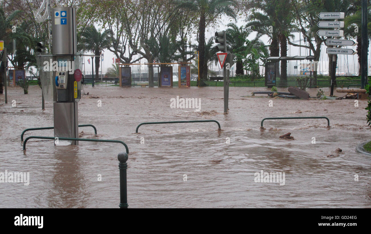 Katastrophe, Naturkatastrophe, Überschwemmung, Flußkatastrophe, Funchal, Madeira, Portugal, 20.2.2010, zusätzliche-Rechte-Clearences-nicht vorhanden Stockfoto