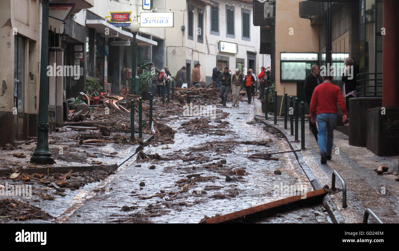 Katastrophe, Naturkatastrophe, Überschwemmung, Flußkatastrophe, Funchal, Madeira, Portugal, 20.2.2010, zusätzliche-Rechte-Clearences-nicht vorhanden Stockfoto
