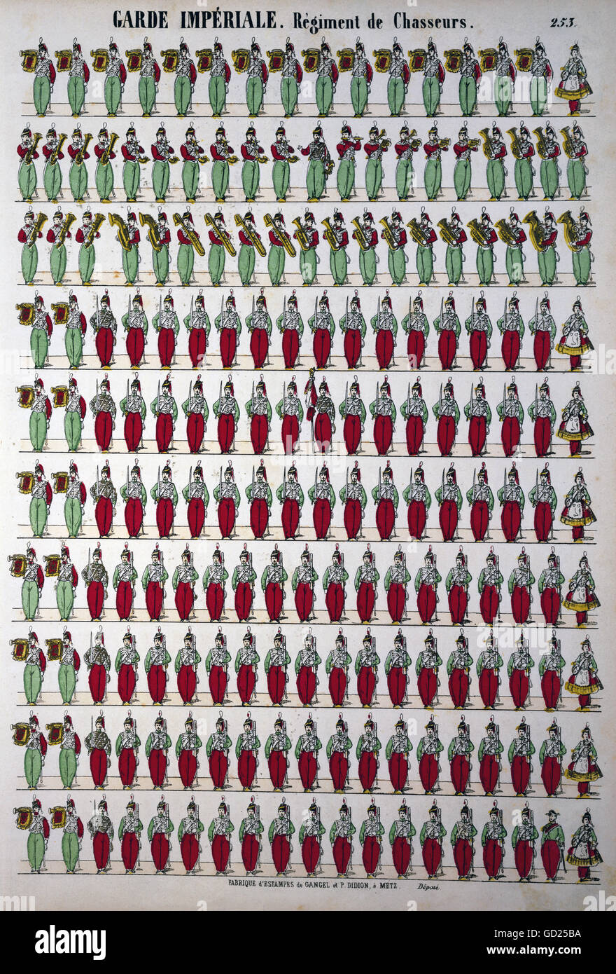 Militär, Frankreich, Armee, Kaisergarde, Chasseur Regiment, Farblithographie, Gangel et Didion, Metz, um 1865, zusätzliche-Rechte-Clearences-nicht verfügbar Stockfoto