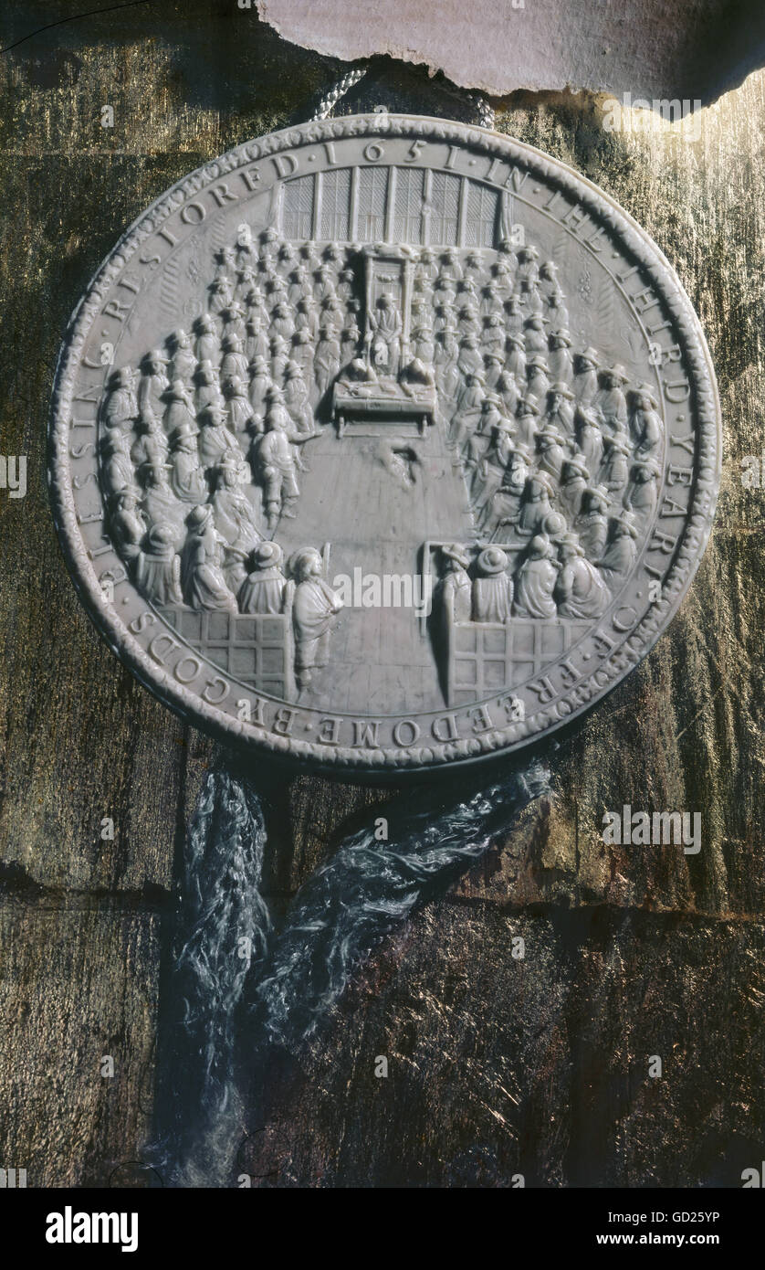 Heraldik, Robben, Großbritannien, Commonwealth-Siegel, Rückseite: Parlamentssitzung, 1651, Zusatzrechte-Clearences-nicht vorhanden Stockfoto