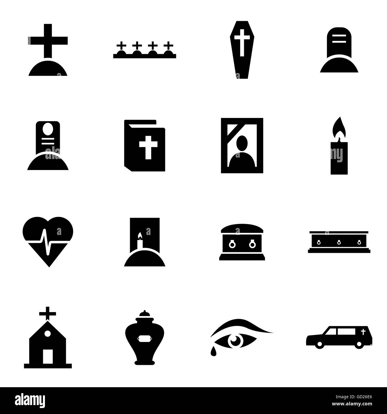 Vector schwarz-Beerdigung-Icon-set Stock Vektor