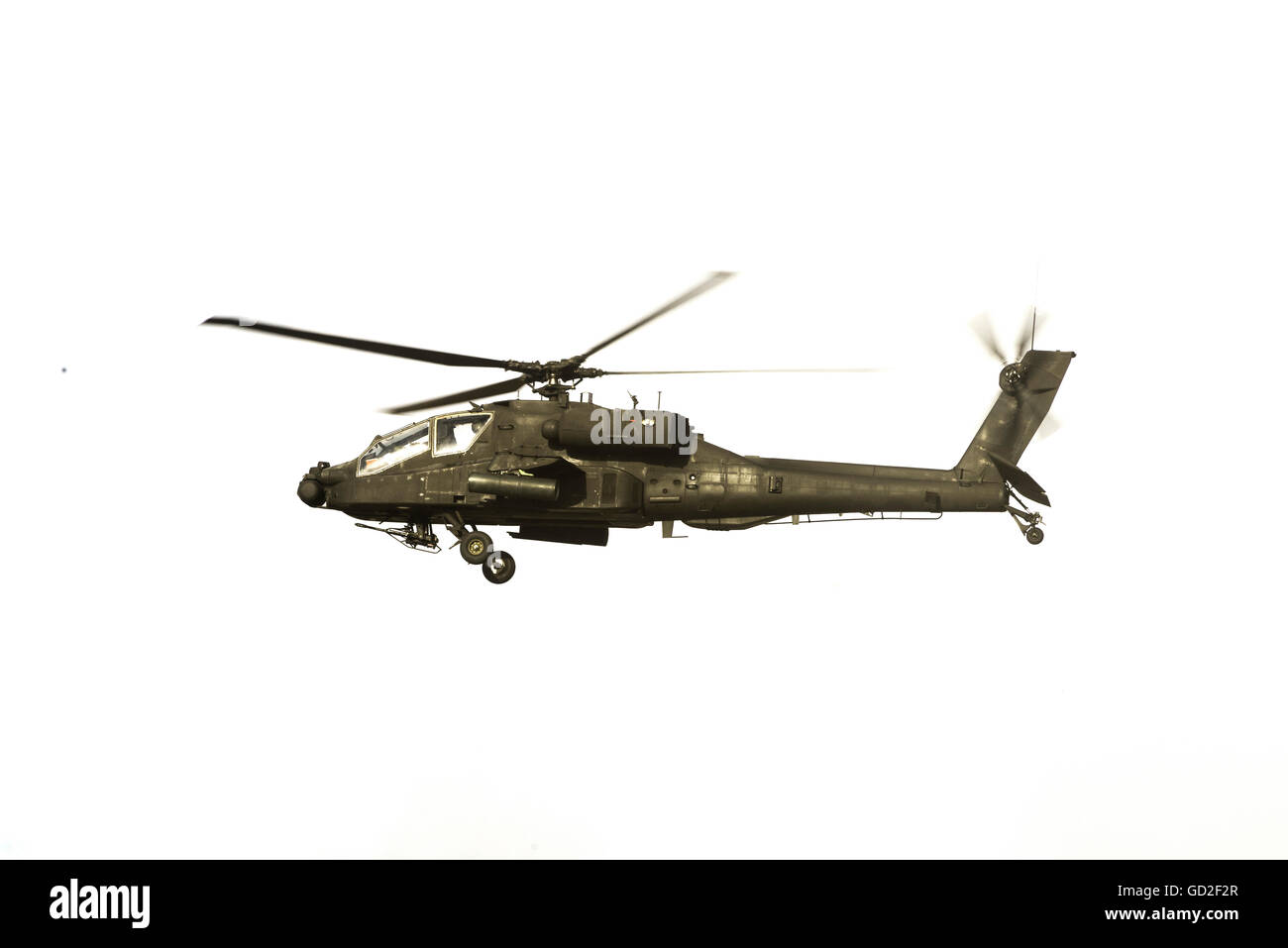 Apache-Hubschrauber, Isolated on White Background Stockfoto