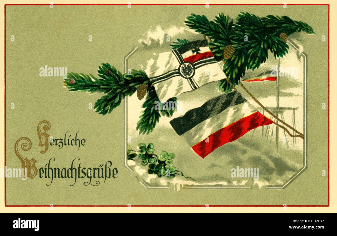 Deutschland, Weihnachtskarte mit der Flagge der Kriegsschiffe (nach