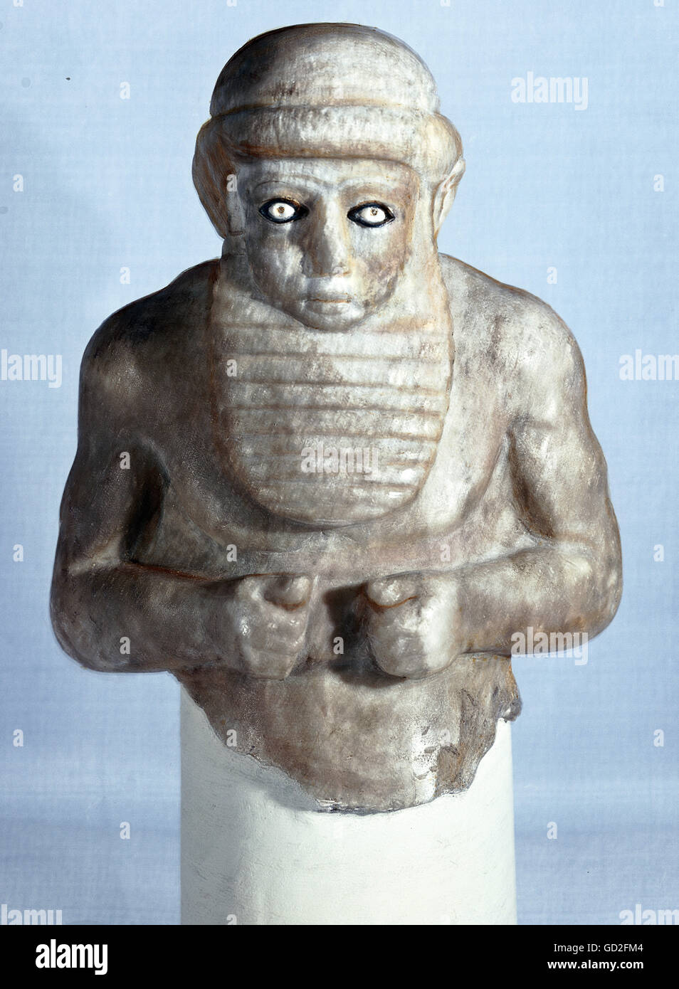 Bildende Kunst, Vorgeschichte, Sumer, Skulptur, Statue eines Mannes, Alabaster, Uruk, Irak, ca. 3500 / 3300 BC, das Nationalmuseum Bagdad, Artist's Urheberrecht nicht gelöscht werden Stockfoto