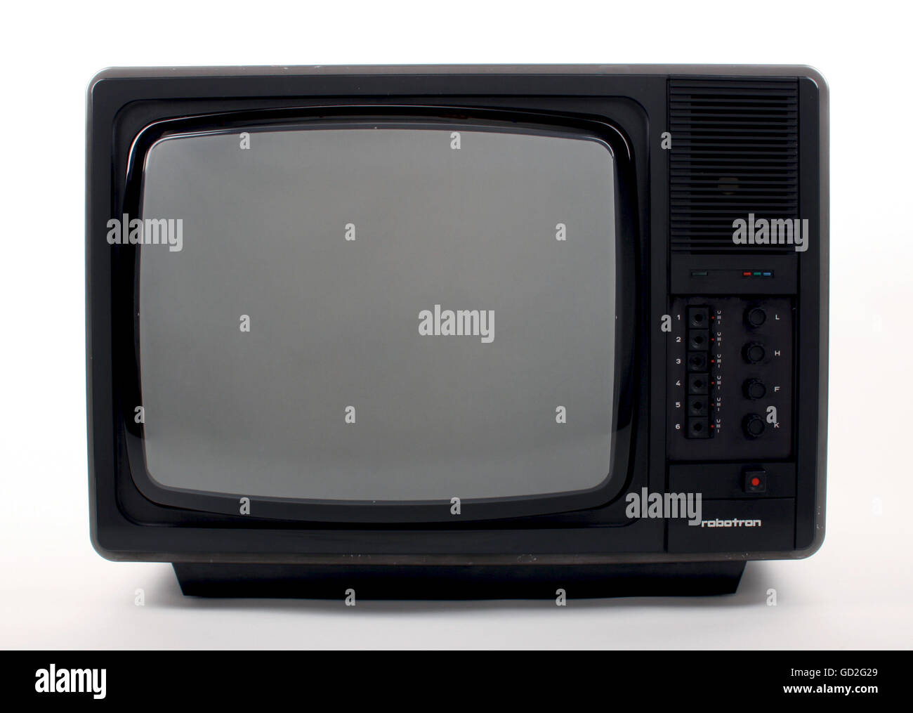 Broadcast, Fernsehen, Fernsehgerät, Farbfernseher Robotron Color-Vision RC 6041, 42cm Bildschirmgröße, Design: Klaus Ebermann, Jochen Ziska, Einzelhandelspreis: 4.380 Mark, hergestellt von: VEB Robotron-Elektronik Radeberg, Ostdeutschland, 1985, Stills, Ostdeutschland, DDR, Ausschnitt, Ausschnitt, Ausschnitt, Ausschnitt, Ausschnitt, deutsche Mark, deutsche Mark, Schemark, deutsche Mark, Fernsehset, deutsche Fernseher, Fernseher, Fernseher, Farbfernseher, Farbfernseher, Farbfernseher, Farbfernseher, Farbfernseher, Farbfernseher, Objekt, Objekte, 80er, 80er, 20. Jahrhundert, historisch, historisch, zusätzliche-Rechte-Clearences-nicht verfügbar Stockfoto