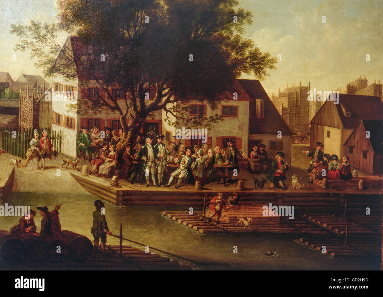 Bildende Kunst, Stephan, Joseph (1709 - 1786), Malerei, 'Flößereiwirtschaft 'Zum, Artist's Urheberrecht nicht gelöscht werden Stockfoto