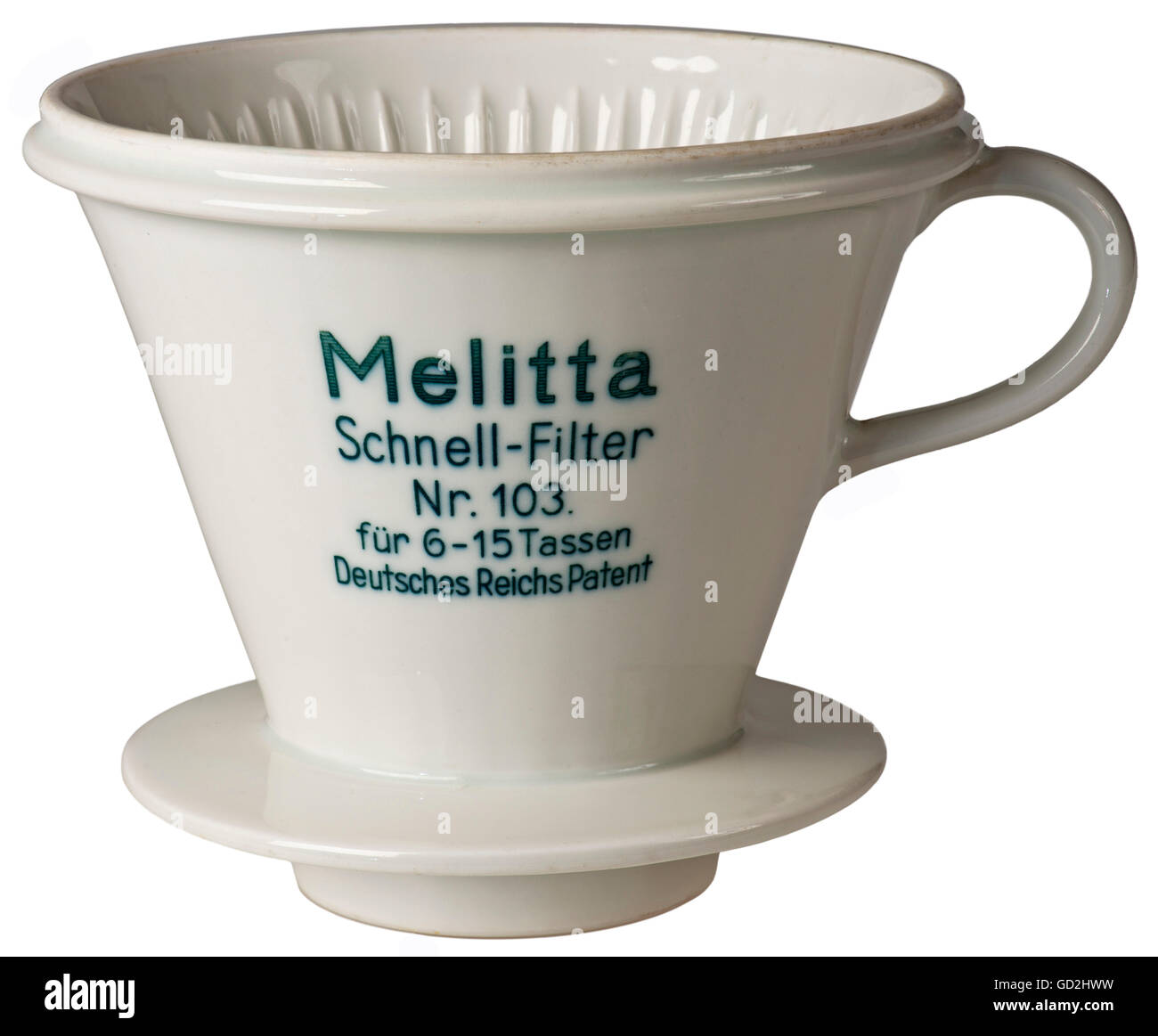 Kaffee, Melitta, Kaffee-Schnellfilter Nummer 103, für 6 bis 15 Tassen,  Deutsches Kaiserliches Patent, Deutschland, 1935, Patente, Kaffeefilter,  Kaffeefilter, Porzellan, porzellan, Porzellan, Melitta Filter, Melitta-Beutel,  Kaffeefilterbeutel, Erfindung ...
