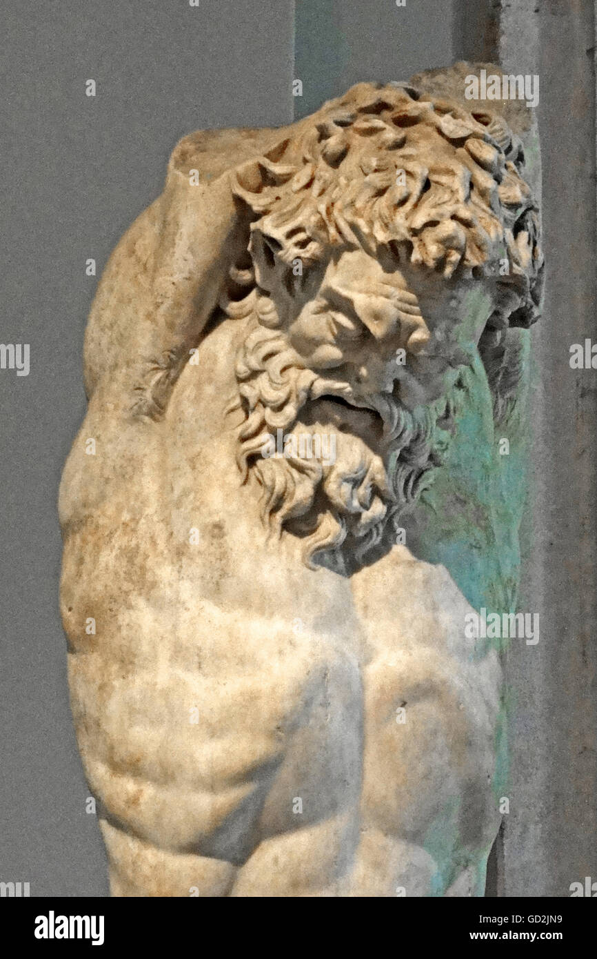 Bildende Kunst, Antike, römische Statue des Satyr Marsyas, Sammlung von Antiquitäten, Archäologisches Museum, Istanbul, Artist's Urheberrecht nicht gelöscht werden Stockfoto