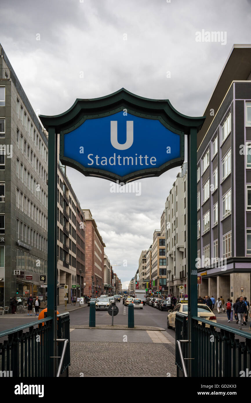 U Bahn Zeichen Berlin Stadtmitte Stockfoto