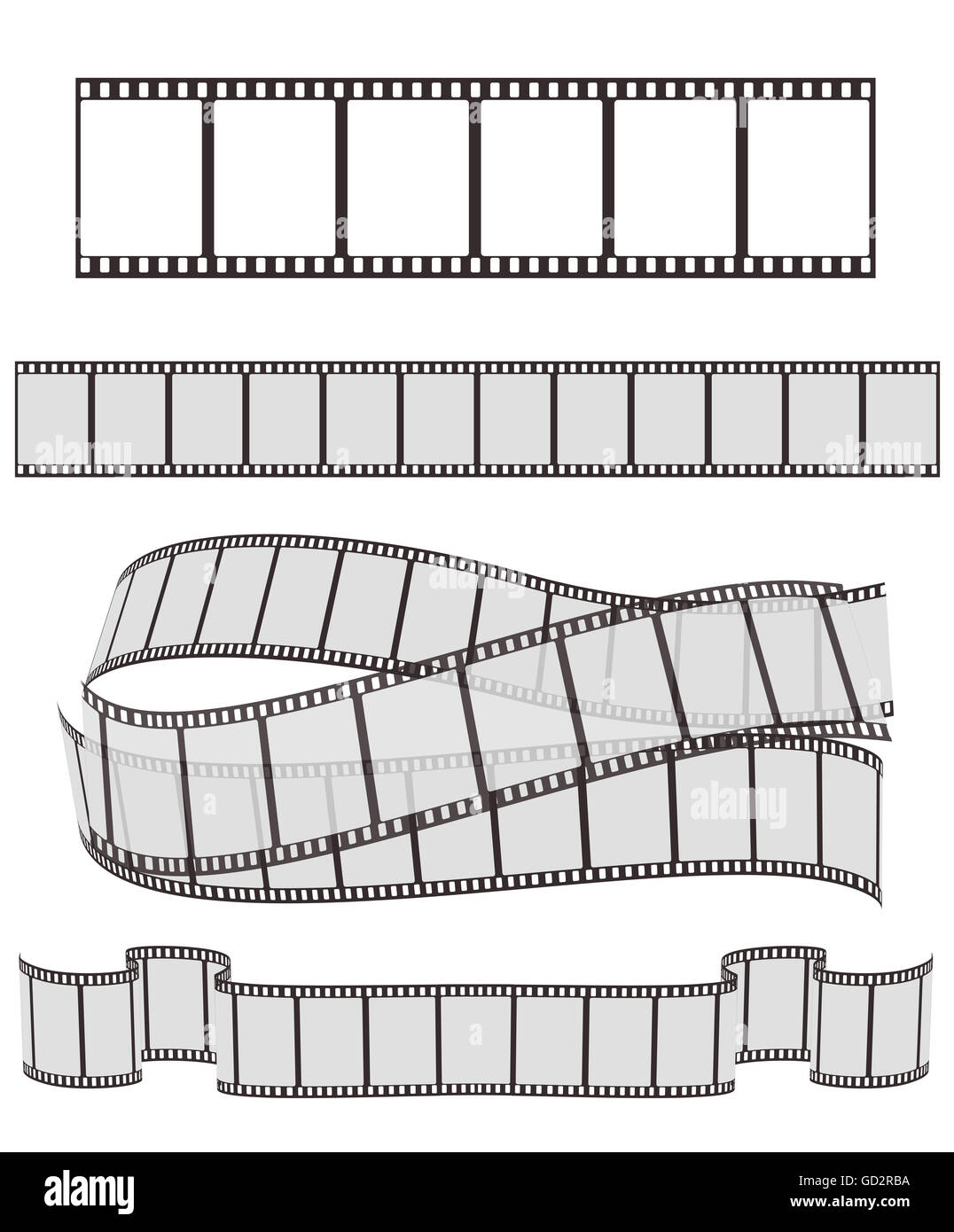Satz von Filmstreifen auf weiß Stockfoto