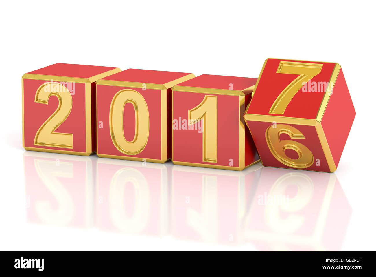 Glückliches neues Jahr 2017 Konzept, 3D-Rendering isolierten auf weißen Hintergrund Stockfoto