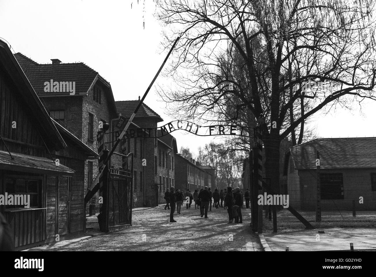 "Arbeit stellt Sie frei". Stockfoto