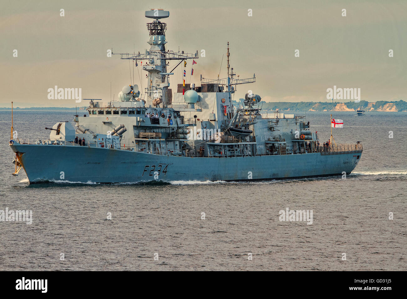 Britische Kriegsschiff Iron Duke nähert sich Kopenhagen Dänemark Stockfoto