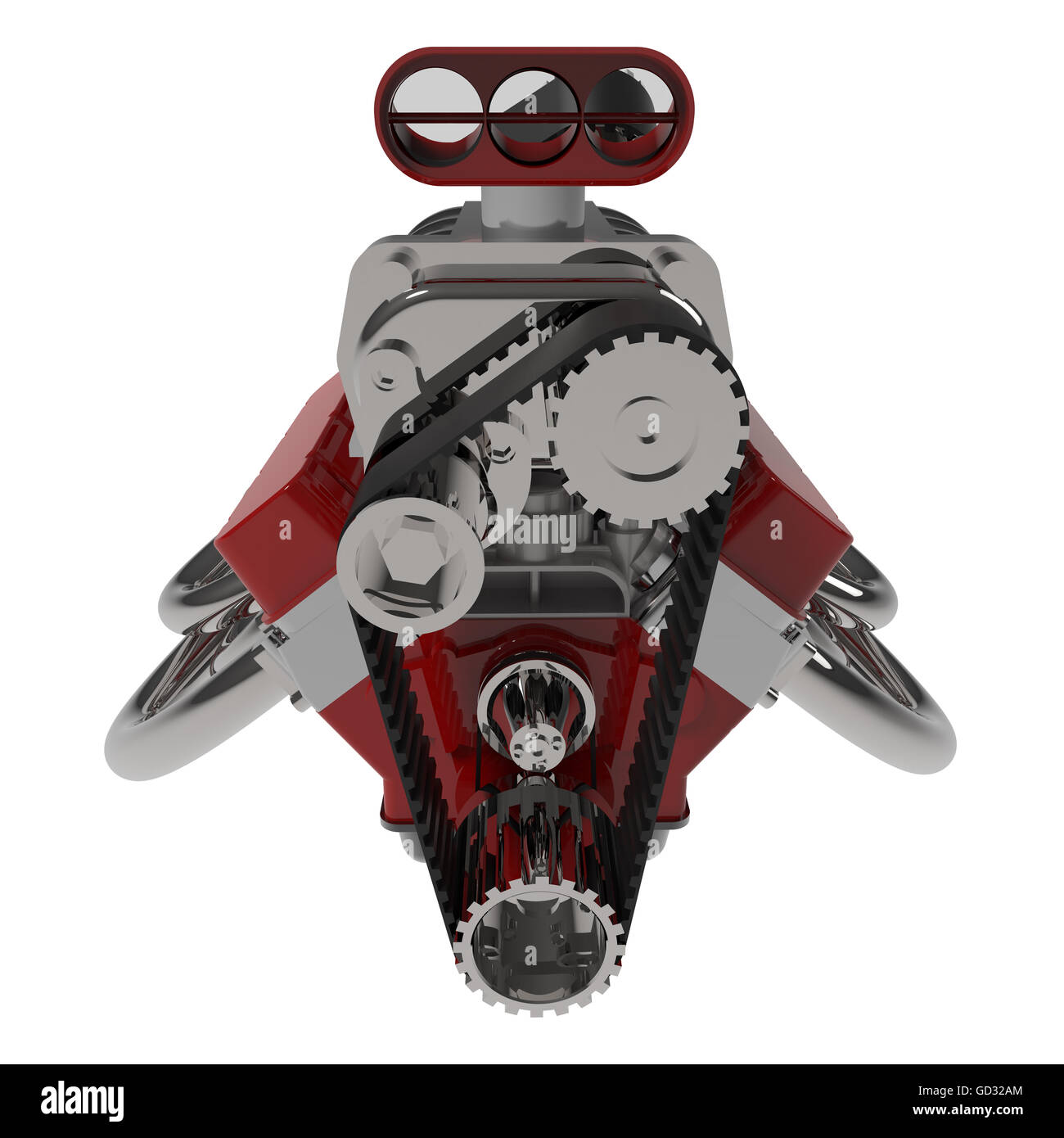 Hot-Rod-V8-Motor 3D Rendern Stockfoto