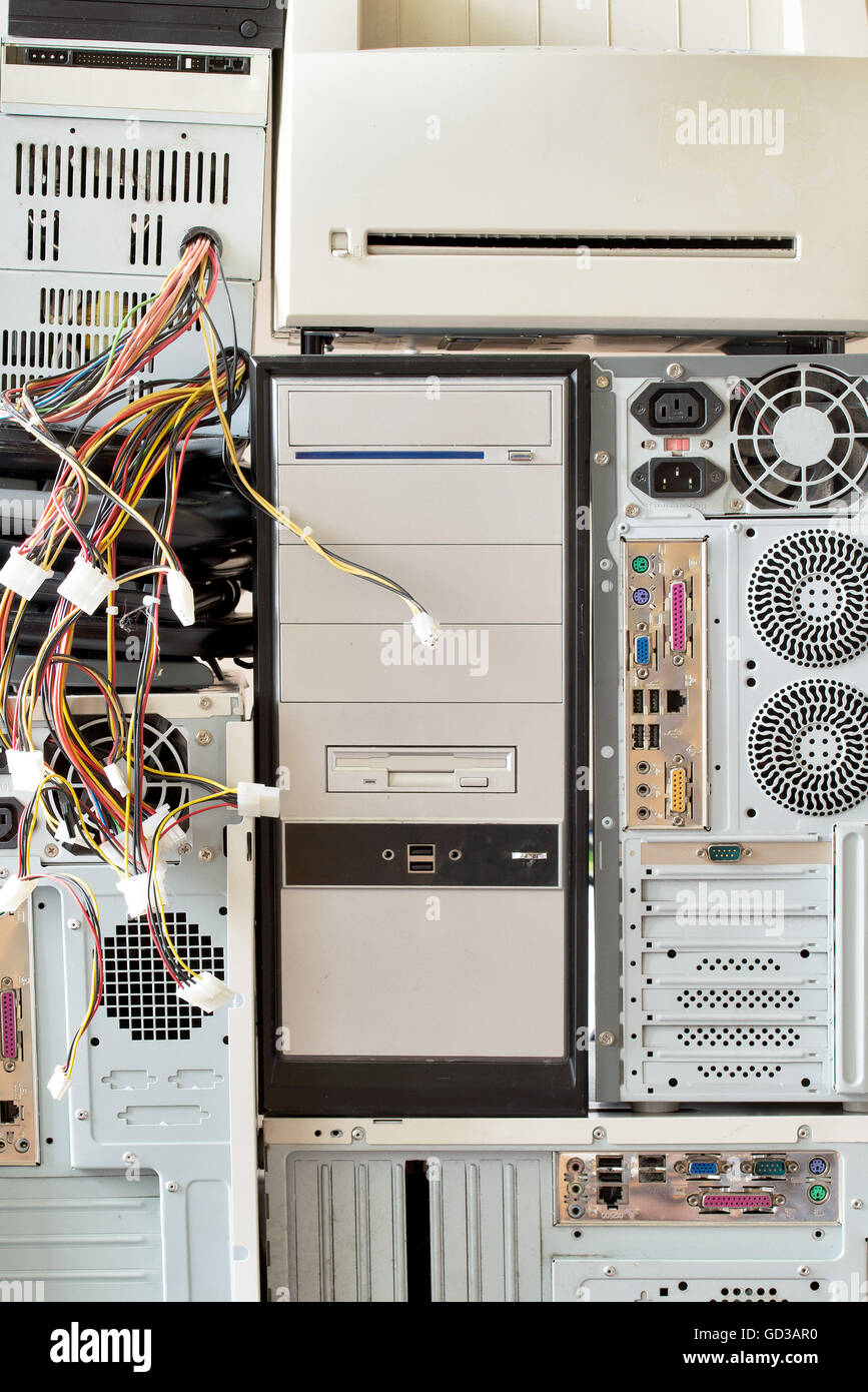 alte Computer und Computerzubehör für elektronische recycling Stockfoto