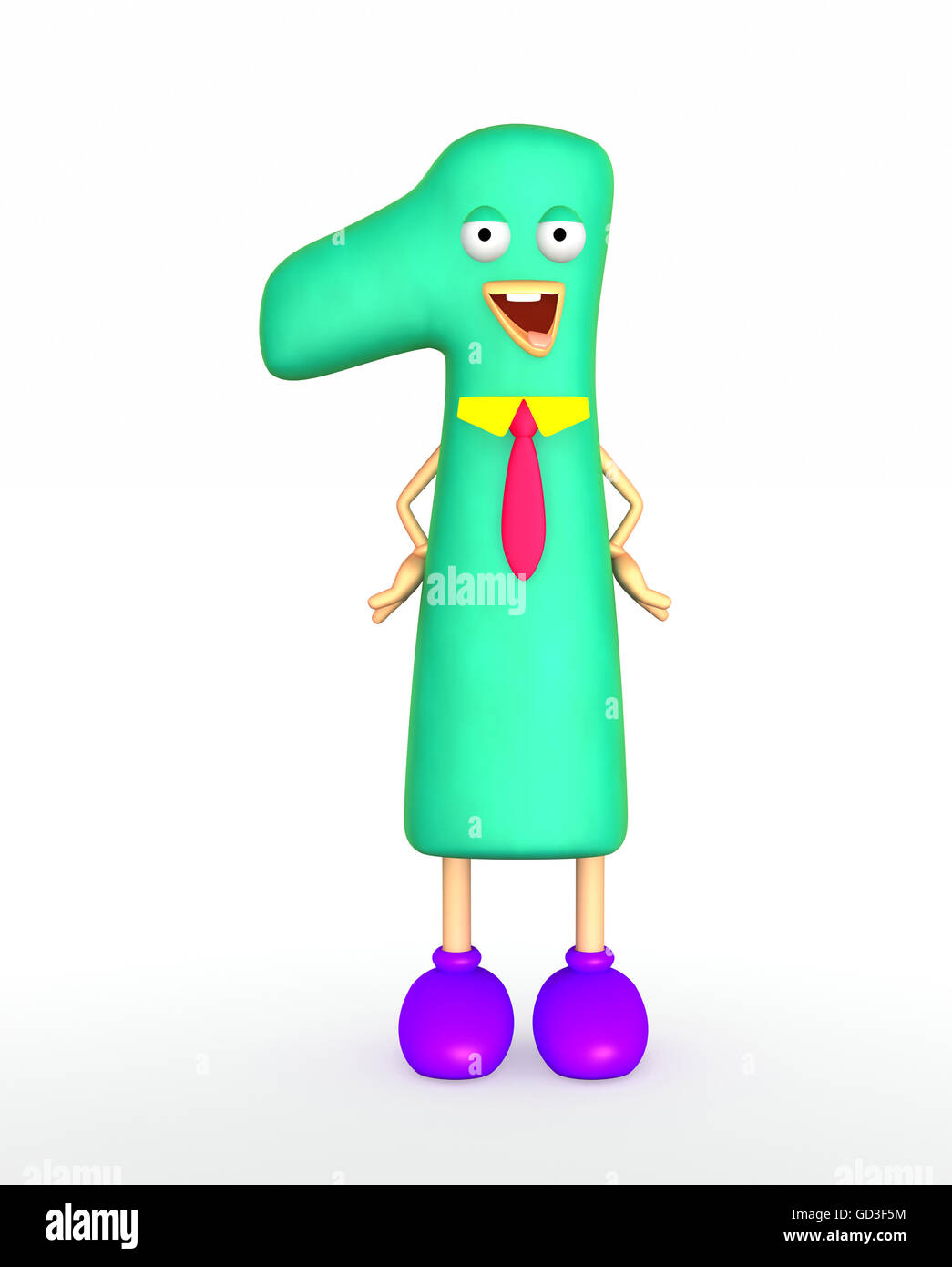 Cartoon Charakter eine Ziffer stehen - 3d illustration Stockfoto