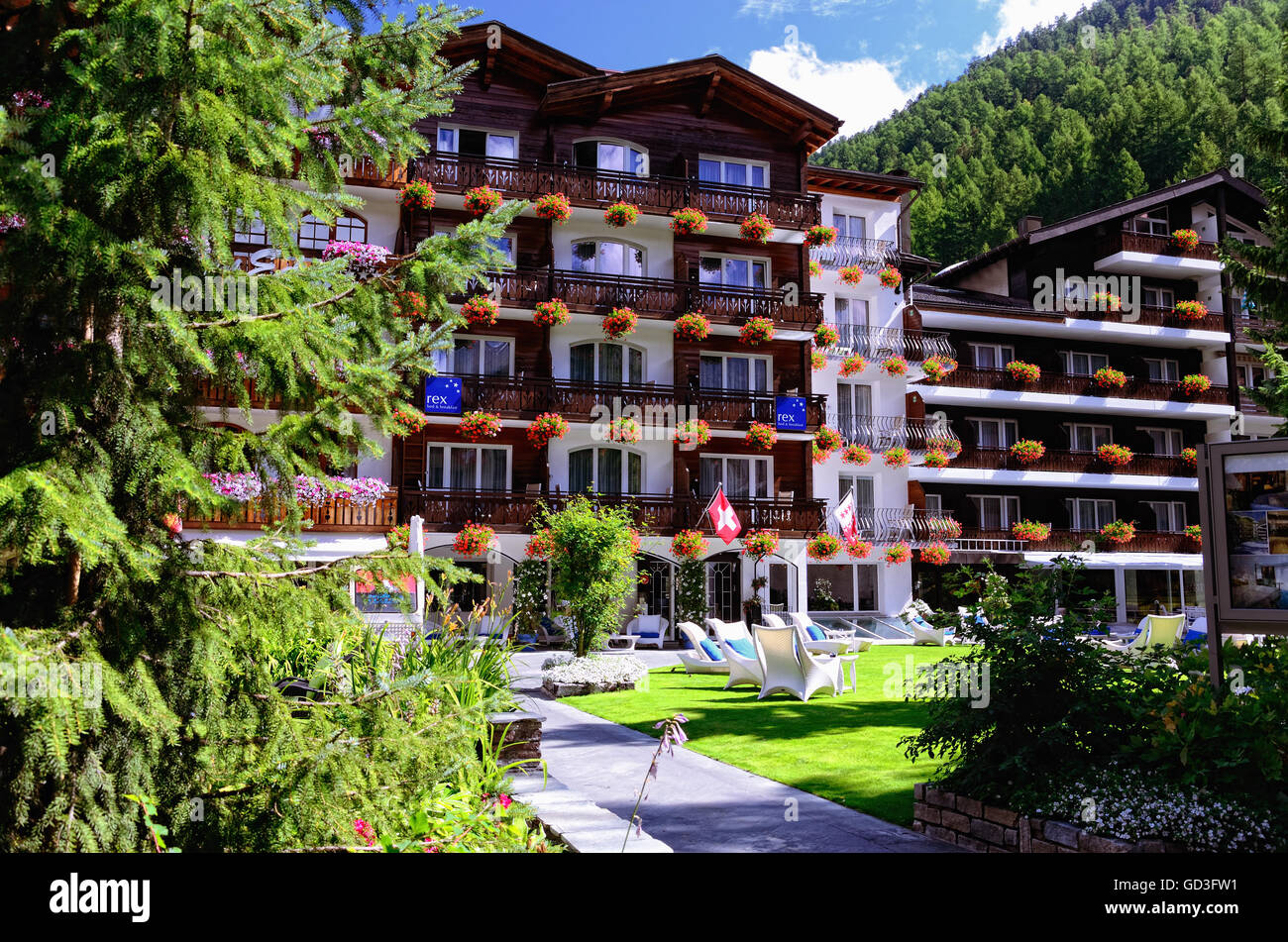 Hotel Rex (4 Sterne) im Resort Stadt Zermatt, Schweiz Stockfoto
