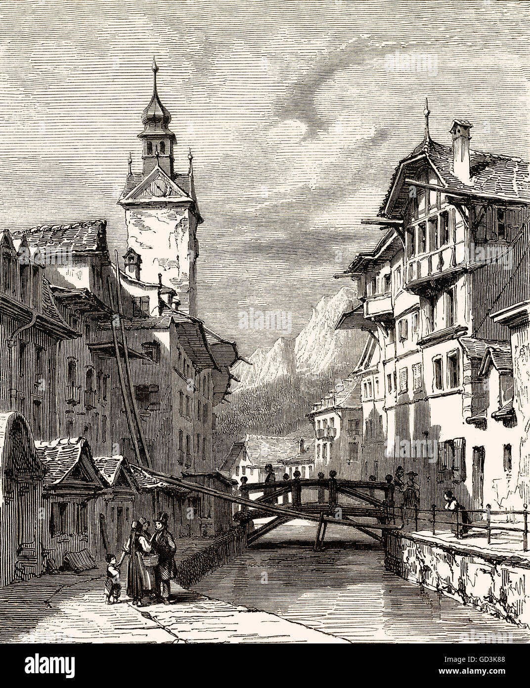 Luzern, eine Stadt in der Zentralschweiz, Europa, 18. Jahrhundert Stockfoto