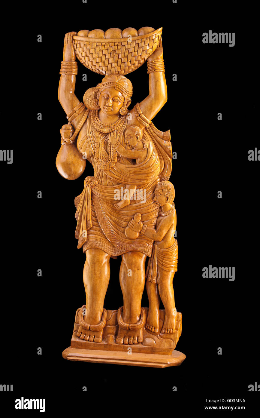 Menschlichen Holzfigur, Bastar, Chhattisgarh, Indien, Asien Stockfoto