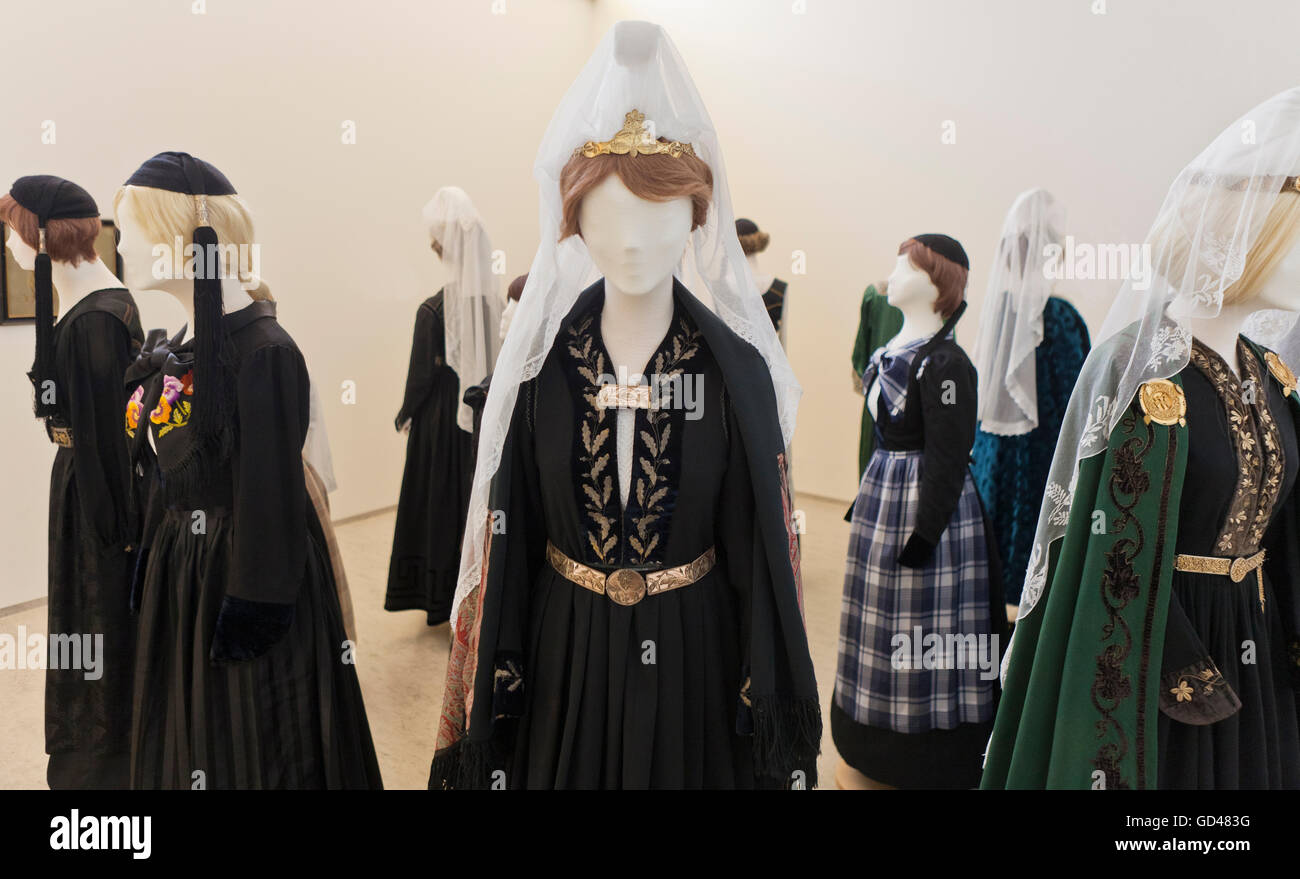Traditionelle isländische Kostüm, das Textilmuseum, Blonduos, Island Stockfoto