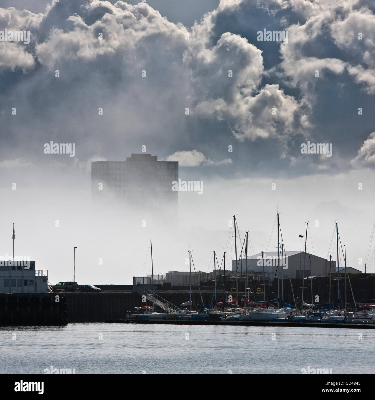 Segelboote im Hafen von Reykjavik, Reykjavik, Island Stockfoto