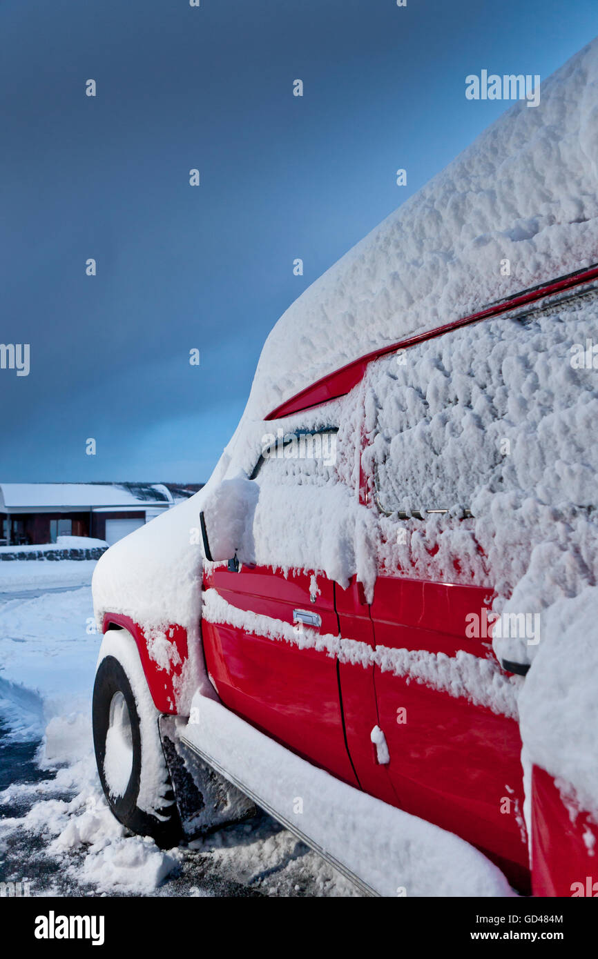 Schneebedeckte, Jeep, Reykjavik, Island Stockfoto