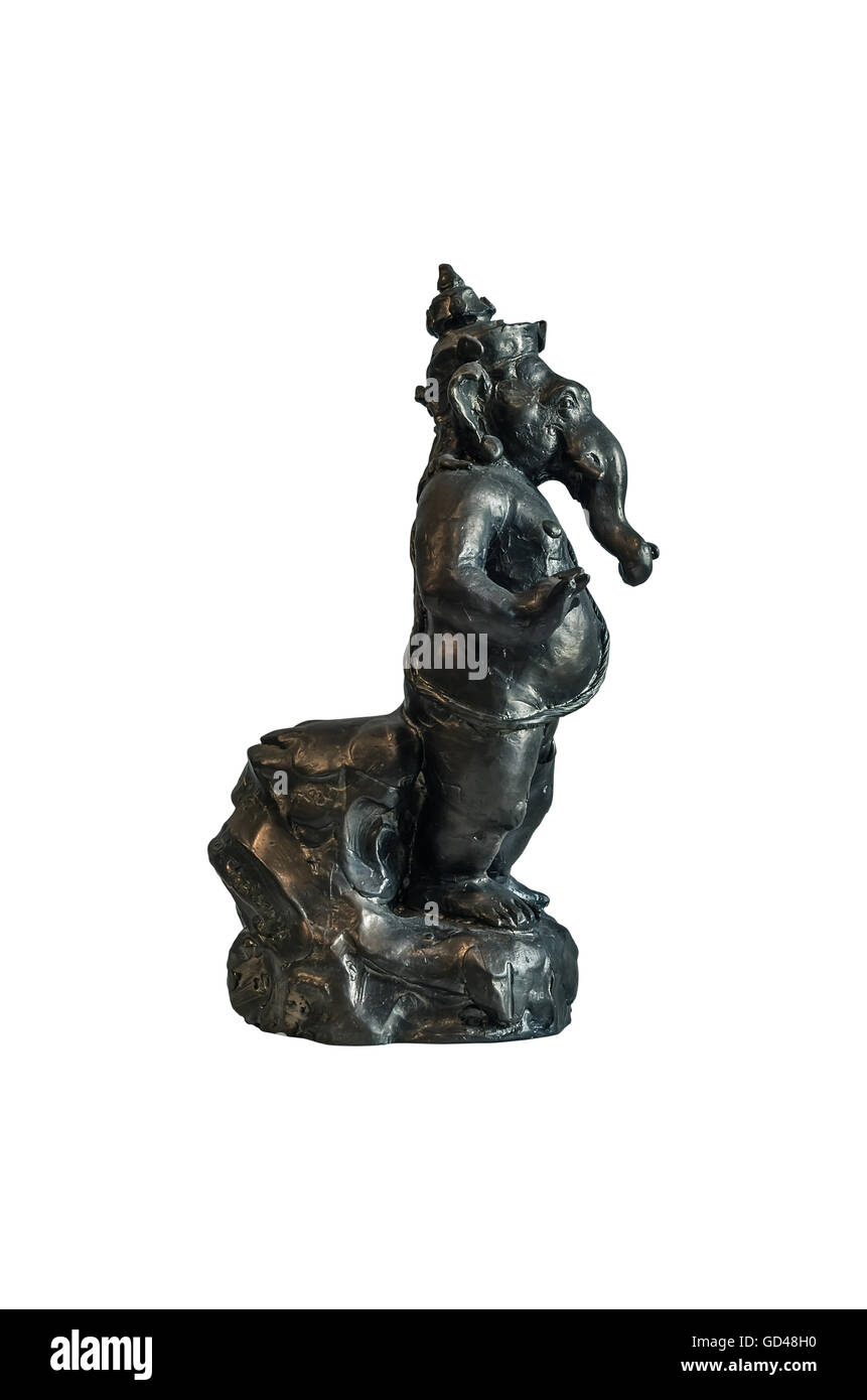 Hindu-Gott Ganesha handgefertigte Skulptur. isoliert auf weißem Hintergrund. Stockfoto Hindu-Gott Ganesha handgefertigte Skulptur. isoliert auf weißem Hintergrund. Stockfoto