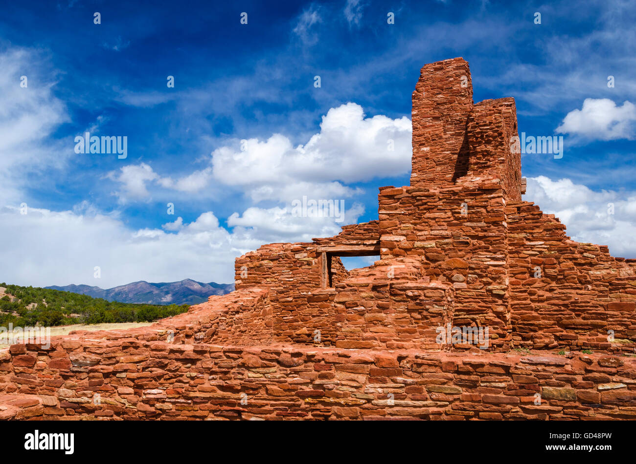 Kirche San Gregorio Abo Ruinen, Salinas Pueblo Missionen National Monument, New Mexico, USA Stockfoto