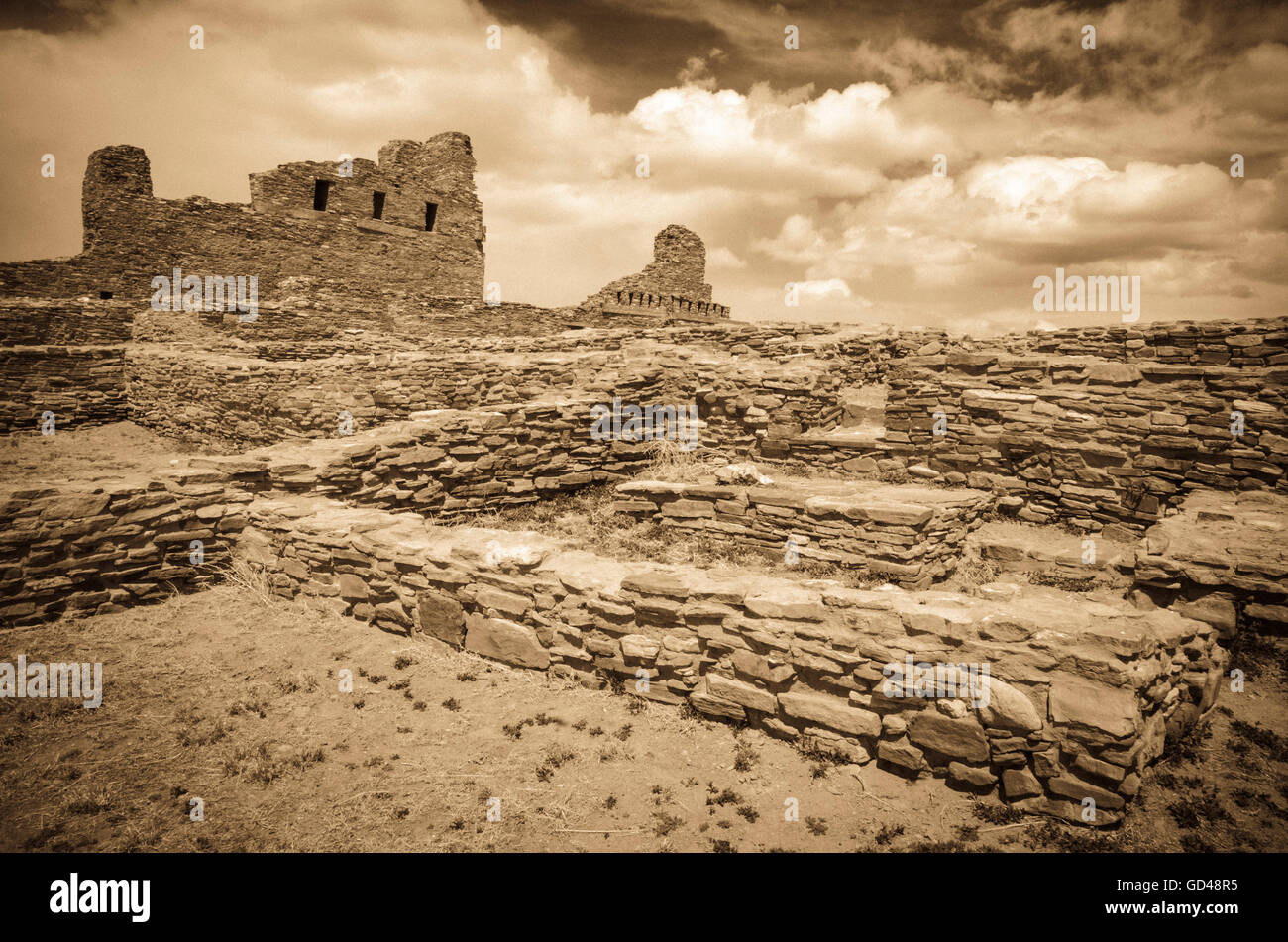 Kirche San Gregorio Abo Ruinen, Salinas Pueblo Missionen National Monument, New Mexico, USA Stockfoto