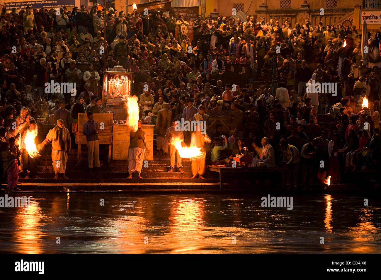 Abend-Puja in Haridwar Stockfoto
