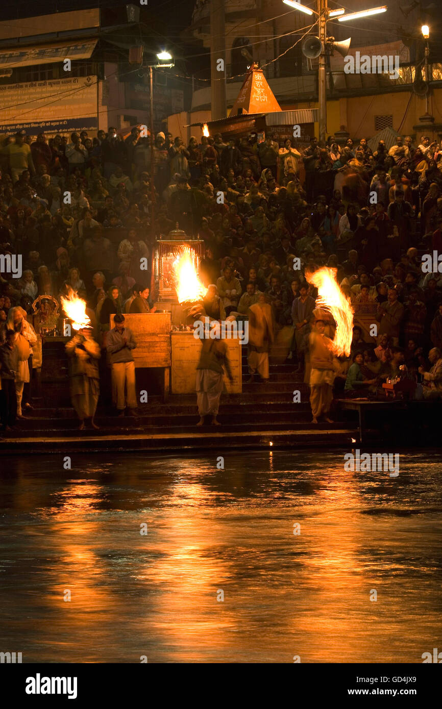 Abend-Puja in Haridwar Stockfoto