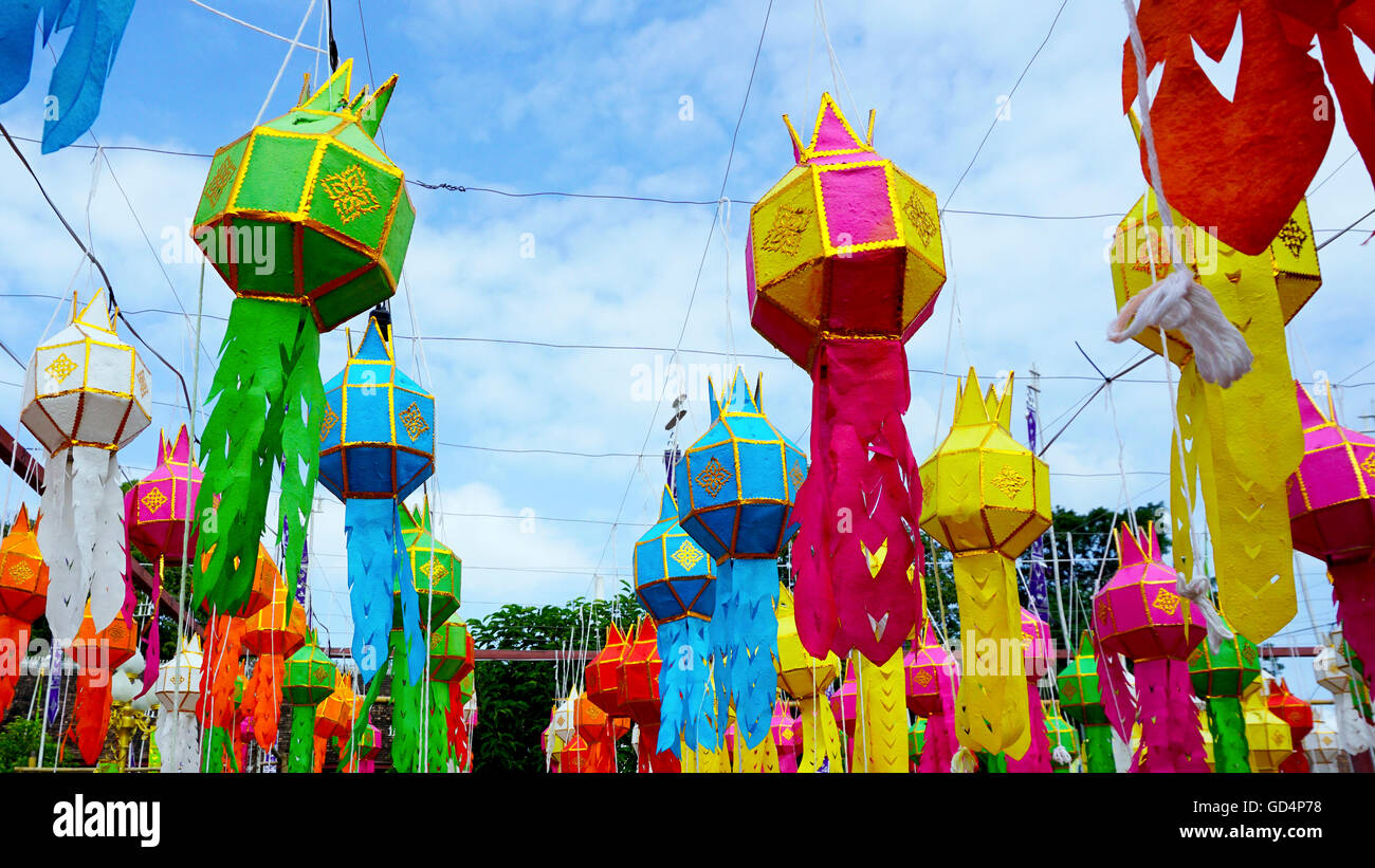 bunte Yee Peng Festival Neujahr in thailand Stockfoto