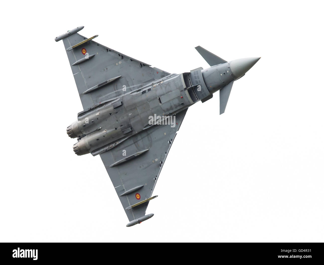 LEEUWARDEN, Niederlande - Juni 10: Spanisch Air Force Eurofighter Typhoon fliegen während der niederländischen Luftwaffe Open House. Juni Stockfoto