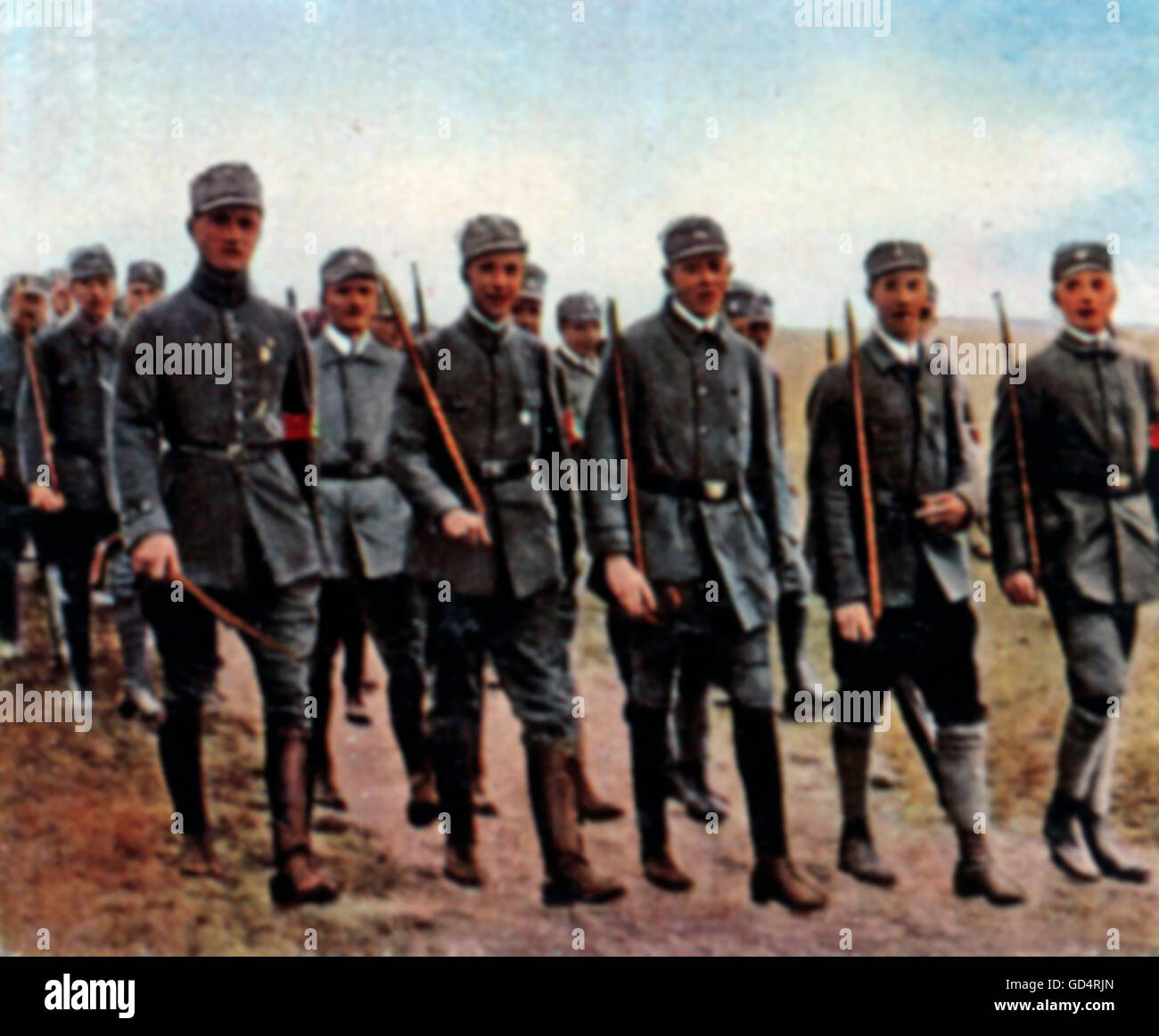 Nationalsozialismus / Nationalsozialismus, Organisationen, Sturmabteilung, SA, Parade, November 1921, Farbfoto, Zigarettenkarte, Serie 'die Nachkriegszeit', 1935, Zusatzrechte-Clearences-nicht vorhanden Stockfoto