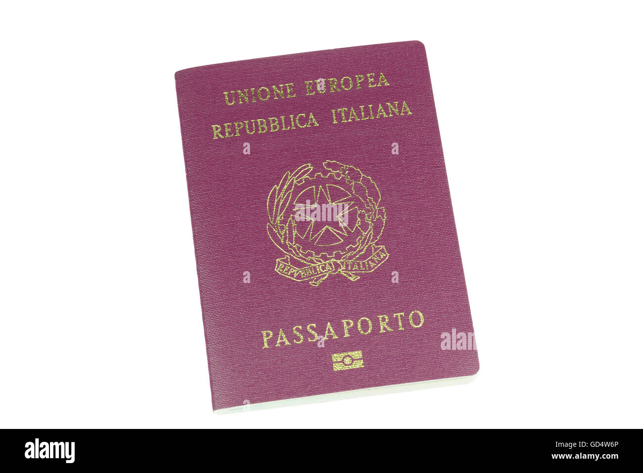 Die italienische Staatsbürgerschaft isoliert auf weißem Hintergrund Stockfoto