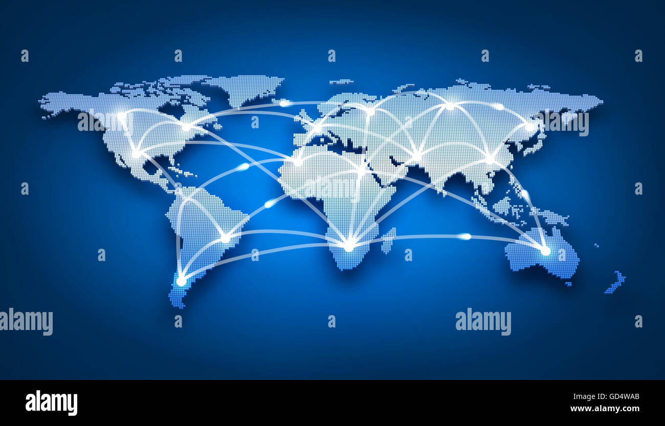 Konzept-Telekommunikation auf der Erde (in 3D-Rendering getan) Stockfoto