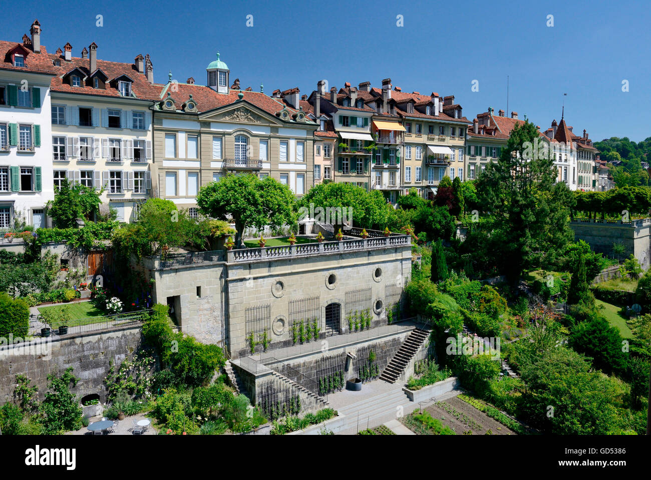 Blick vom Münster-Terrasse zum alten Teil der Stadt, Bern, Kanton Bern, Schweiz Stockfoto