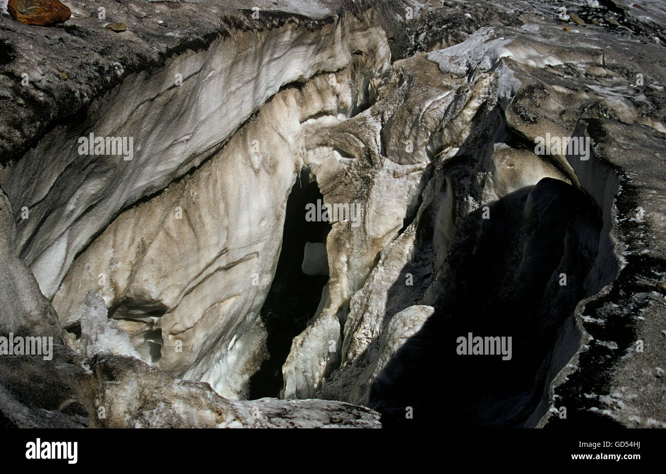Eine Gletscherspalte Stockfoto