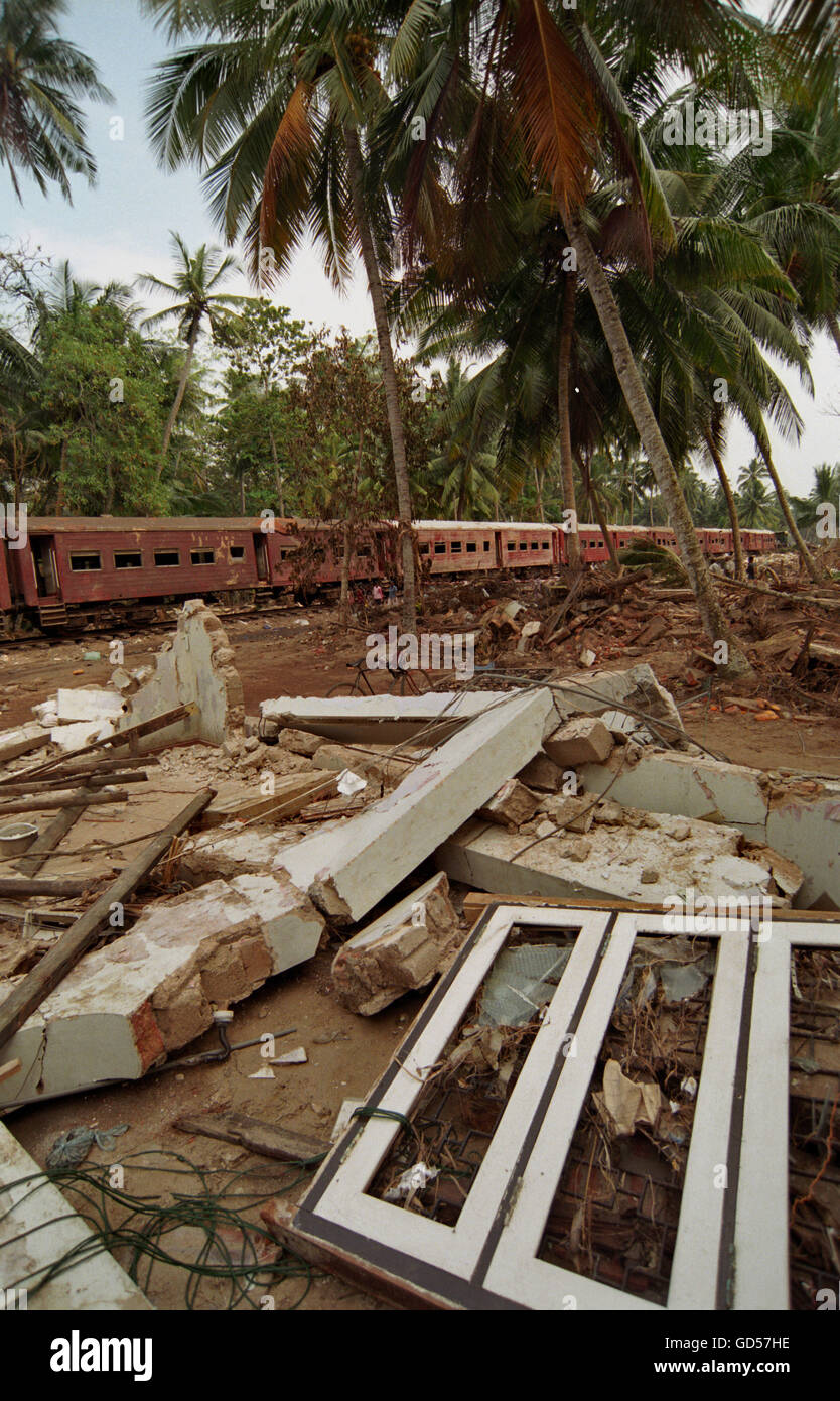 Beschädigungen durch tsunami Stockfoto
